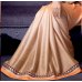 Spectacular Cream Colored Embroidered Satin Silk Saree